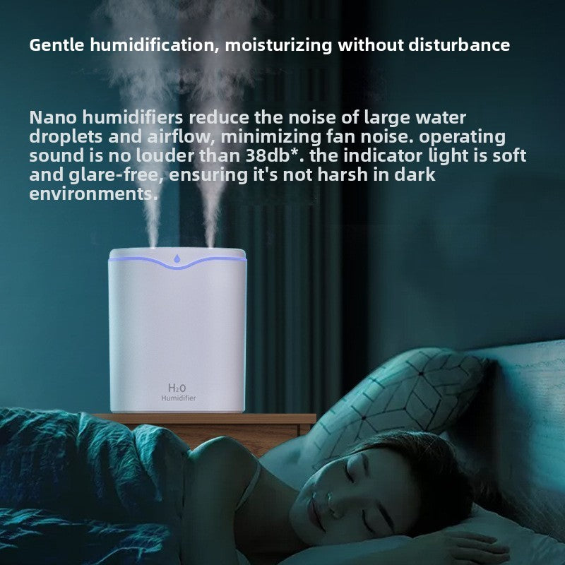 Humidificador de Gran Capacidad 2L con Doble Salida de Vapor y Luz Ambiental