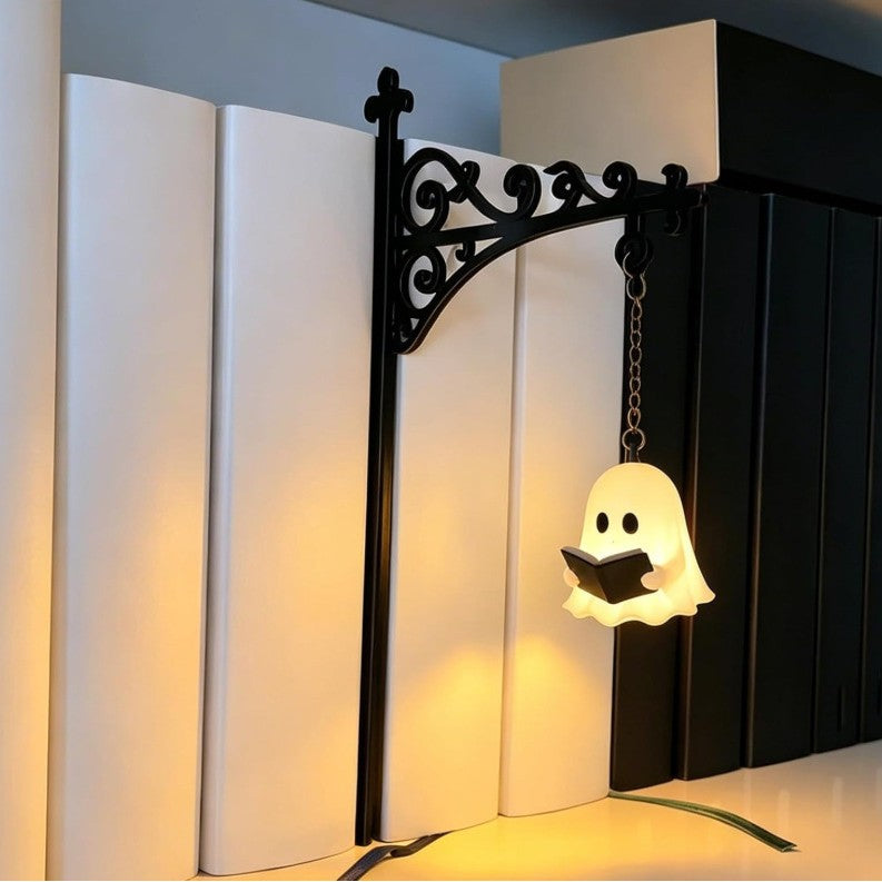 Lâmpada de Estante de Livros em Ferro com Lanterna de Fantasma Decorativa