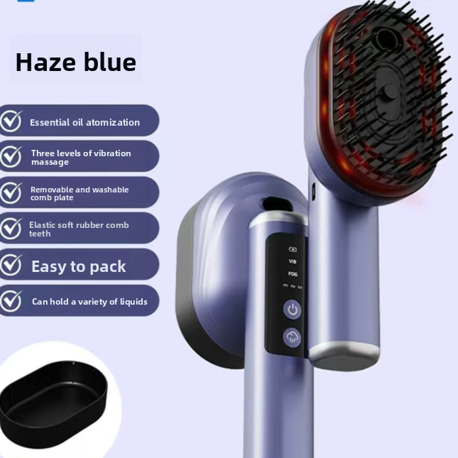 Cepillo masajeador eléctrico con vaporizador y luz roja para el cabello