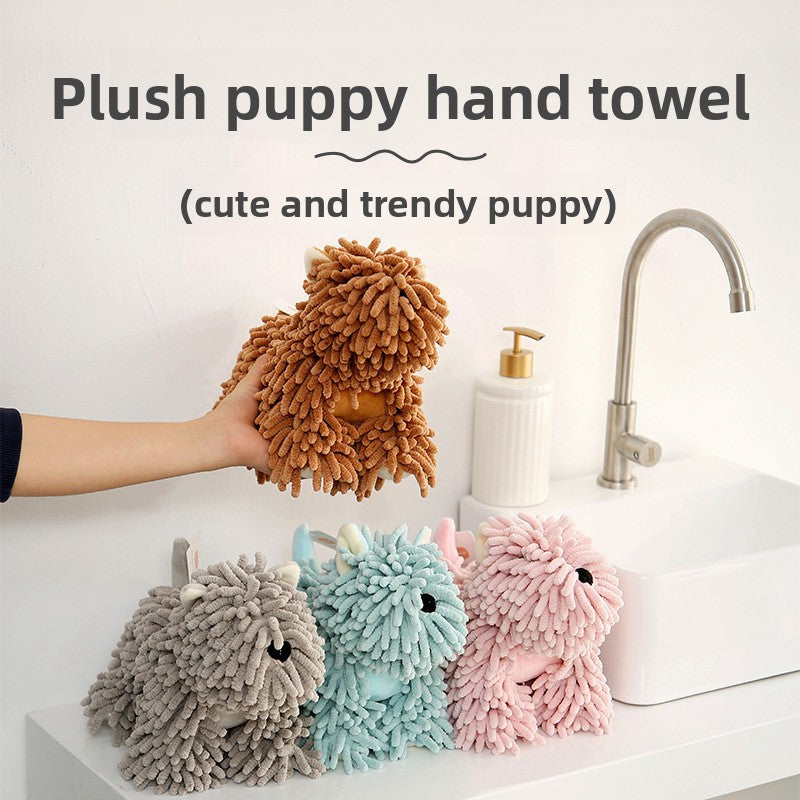 Toalla de Mano Cachorro Chenilla – Suave, Absorbente y Decorativa