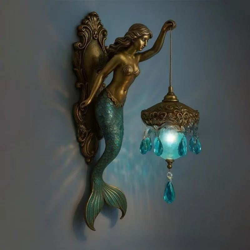 Lámpara de Pared de Resina Sirena – Decoración Náutica con Luz