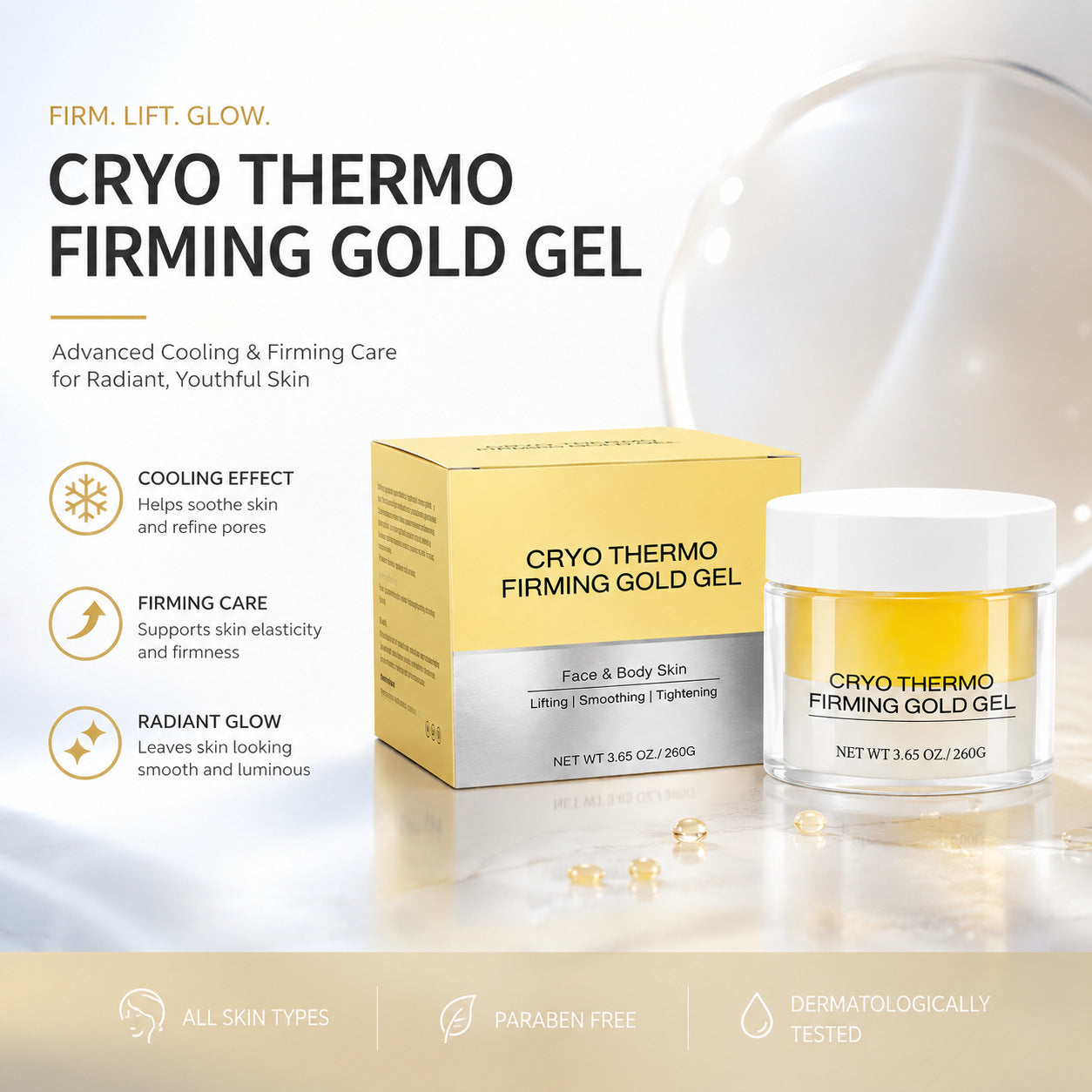 Gel de masaje corporal con oro | Reafirmante y anticelulítico | 200g