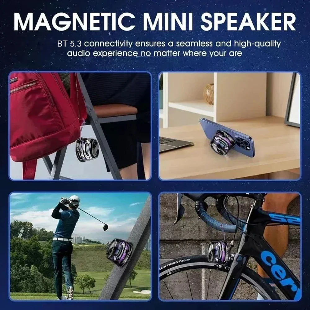 Tragbarer Bluetooth 5,3 Lautsprecher G200 mit RGB-Beleuchtung, magnetischer Mini-HD-Lautsprecher, 6 Stunden Musikplayer, magnetische Telefonhalterung  