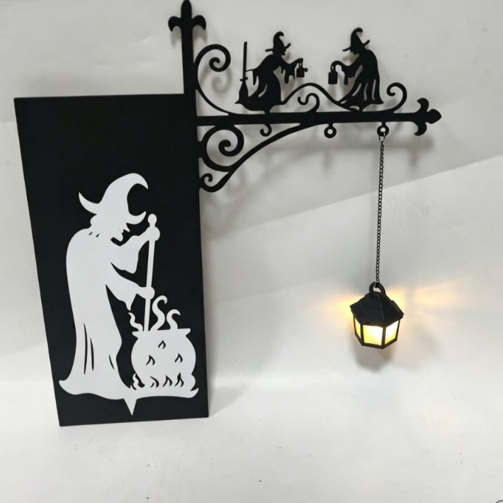Lámpara decorativa de estantería con figura de fantasma en hierro
