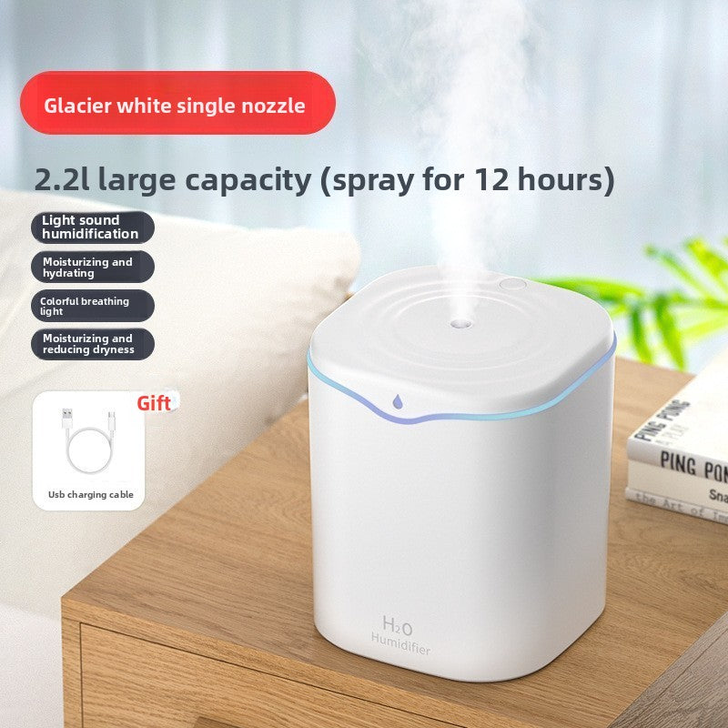 Humidificador de Gran Capacidad 2L con Doble Salida de Vapor y Luz Ambiental