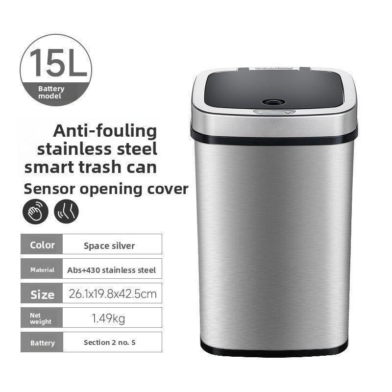 Paperera intel·ligent d'acer inoxidable amb sensor de moviment