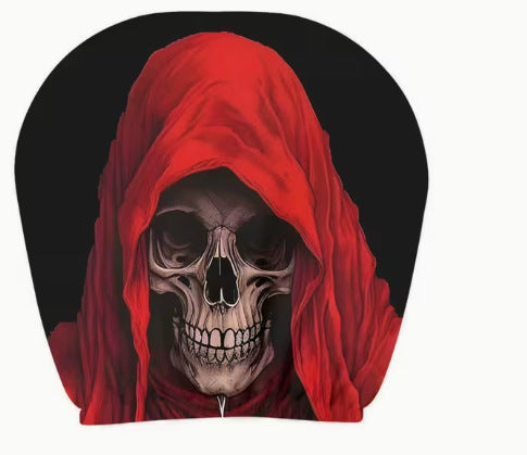 Capa de Encosto de Cabeça com Estampa de Caveira Preta para Carro, Estilo Elástico Universal, Divertida e Interessante