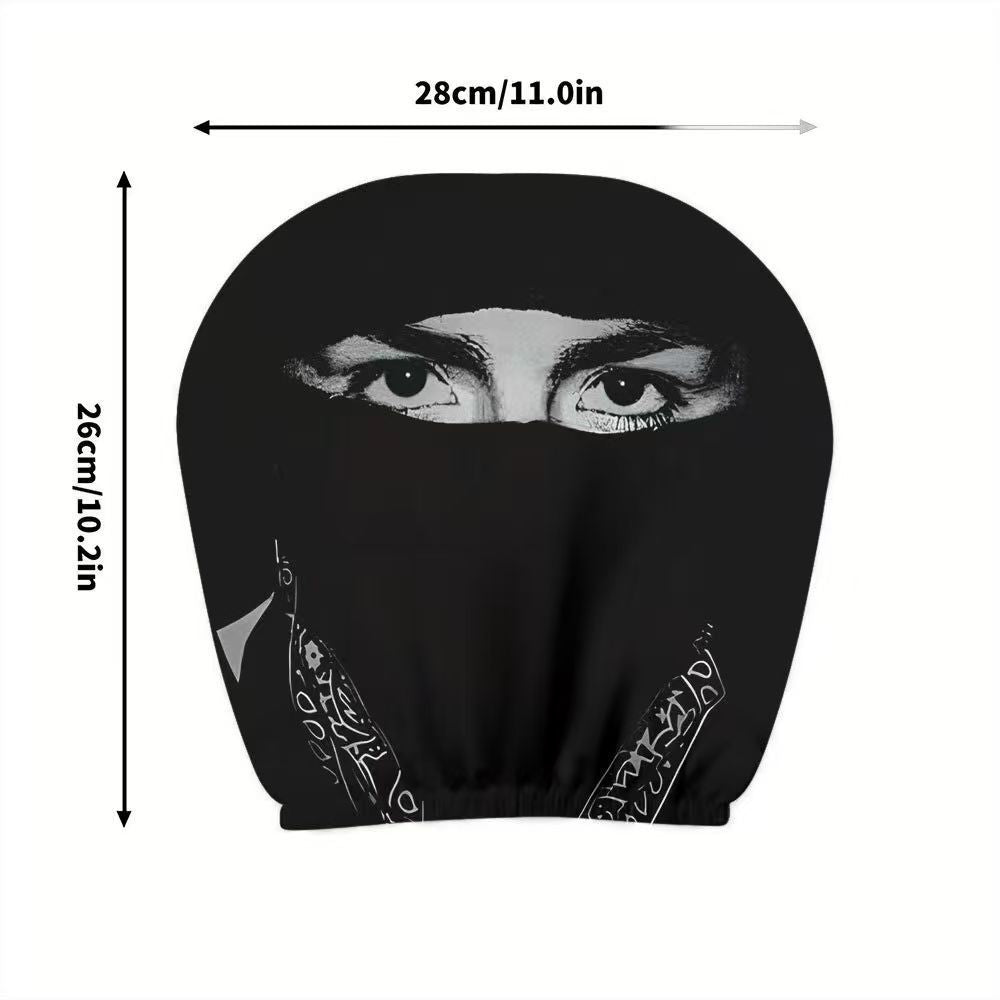 Capa de Encosto de Cabeça com Estampa de Caveira Preta para Carro, Estilo Elástico Universal, Divertida e Interessante